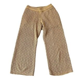 Zara Girl Size 9 10 Wide Leg Pants Beige Pockets Elastic Waist Shorts Knit Beach